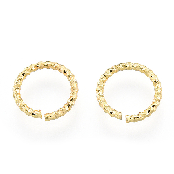 

PandaHall Brass Open Jump Rings, Nickel Free, Textured, Real 18K Gold Plated, 10x1.2mm, Inner Diameter: 6mm Brass