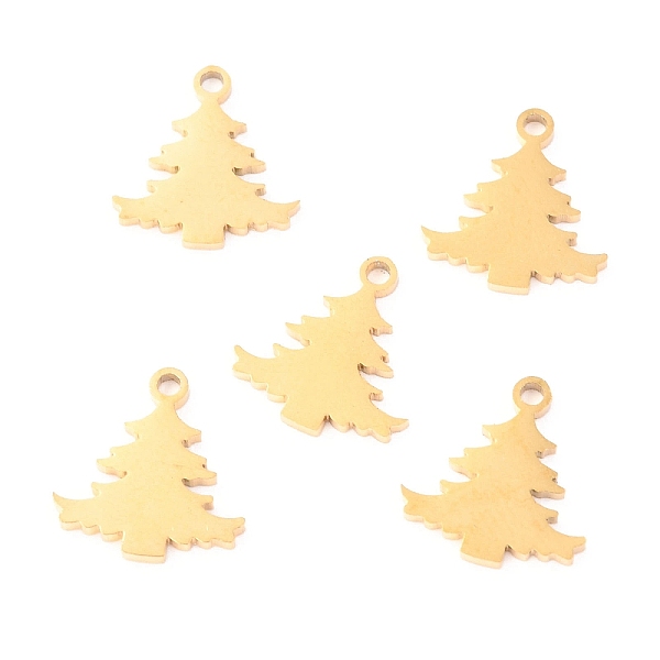 

PandaHall Christmas 304 Stainless Steel Charms, Laser Cut, Christmas Tree, Golden, 12.5x12x1.1mm, Hole: 1.4mm 304 Stainless Steel Tree