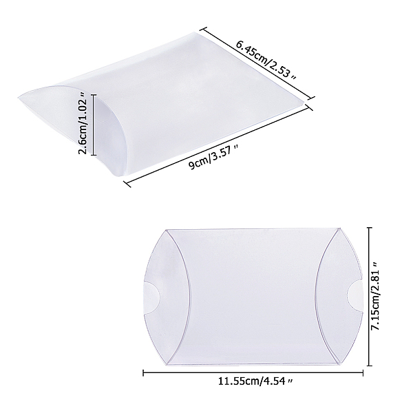 

PandaHall BENECREAT 50 Packs 3.5x2.5x1" Frosted Plastic Pillow Favor Box Candy Treat Gift Box for Wedding Party Packing Box Plastic Pillow..., Clear
