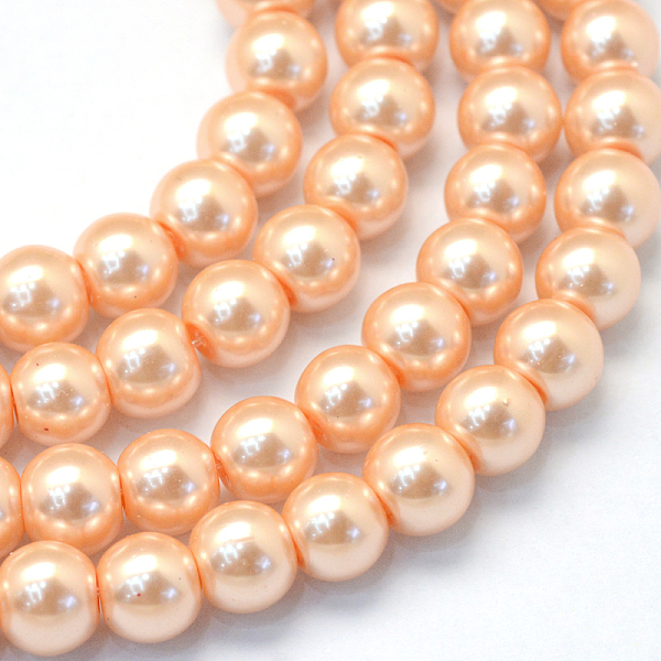 

PandaHall Baking Painted Glass Pearl Bead Strands, Pearlized, Round, Light Salmon, 3~4mm, Hole: 0.5mm, about 195pcs/strand, 23.6 inch Glass..., Red