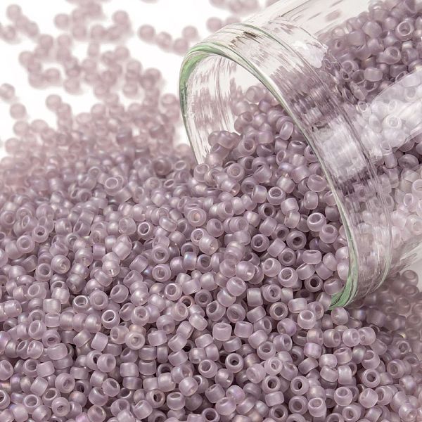 

PandaHall TOHO Round Seed Beads, Japanese Seed Beads, (166F) Transparent AB Frost Light Amethyst, 15/0, 1.5mm, Hole: 0.7mm, about..., Purple