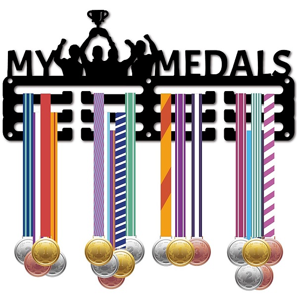 

PandaHall Sports Theme Iron Medal Hanger Holder Display Wall Rack, 3-Line, with Screws, Artistic Swimming, Trophy, 130x290mm, Hole: 5mm Iron...