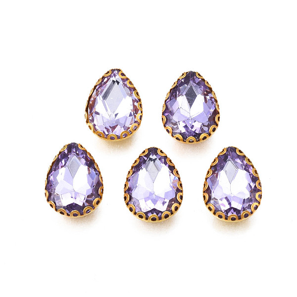 

PandaHall Sew on Rhinestone, Transparent Glass Rhinestones, with Iron Prong Settings, Faceted, Teardrop, Medium Purple, 14.5x10.5x5.5mm...