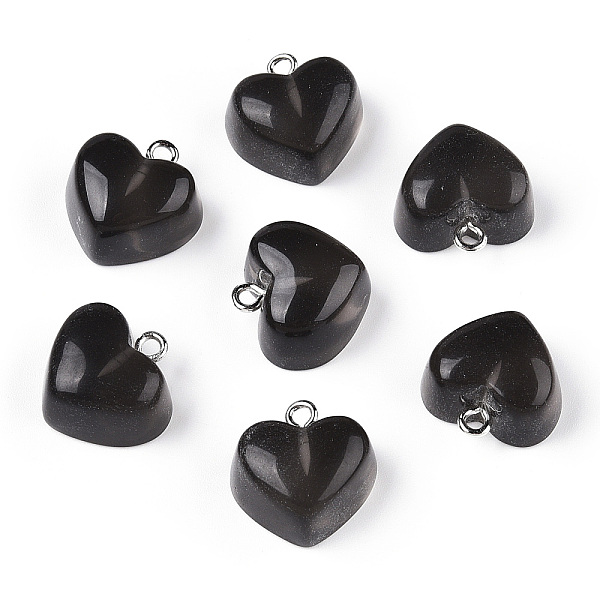 

PandaHall Transparent Resin Pendants, with Platinum Tone Iron Loop, Heart, Black, 16.5x17x9.5mm, Hole: 1.8mm Iron+Resin Heart Black