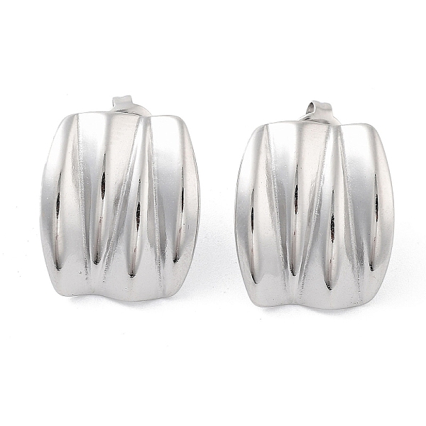 

PandaHall 304 Stainless Steel Stud Earrings, Curved Rectangle, Stainless Steel Color, 18.5x15.5mm 304 Stainless Steel Rectangle