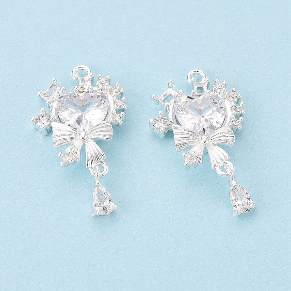Valentine's Day Brass Micro Pave Clear Cubic Zirconia Pendants