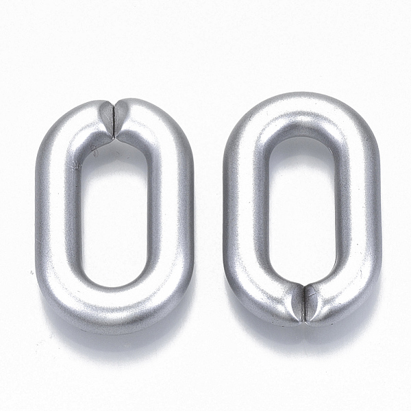 

PandaHall Opaque Spray Painted Acrylic Linking Rings, Quick Link Connectors, for Jewelry Cable Chains Making, Oval, Silver, 38x23x6mm, Inner...
