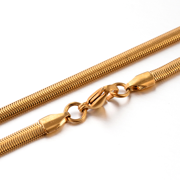 

PandaHall 304 Stainless Steel Snake Chain Necklaces, Golden, 17.7 inch(45cm), 4x2mm 304 Stainless Steel