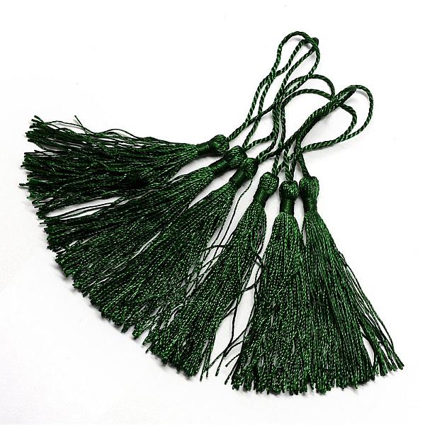 

PandaHall Polyester Tassel Decorations, Pendant Decorations, Dark Green, 130x6mm, Tassel: 70~90mm Polyester Green