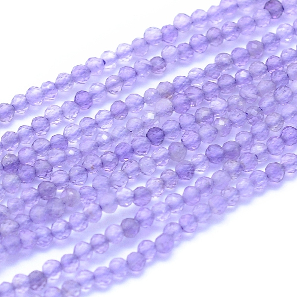 

PandaHall Natural Amethyst Beads Strands, Faceted, Round, 2mm, Hole: 0.6mm, about 212pcs/strand, 15.35 inch(39cm) Amethyst Round