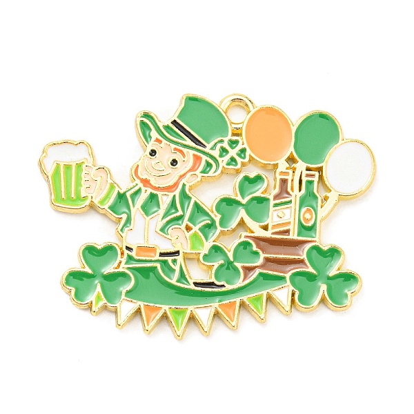 

PandaHall Saint Patrick's Day Alloy Enamel Pendants, Light Gold, Human, 26x35x1.5mm, Hole: 1.8mm Alloy+Enamel Human