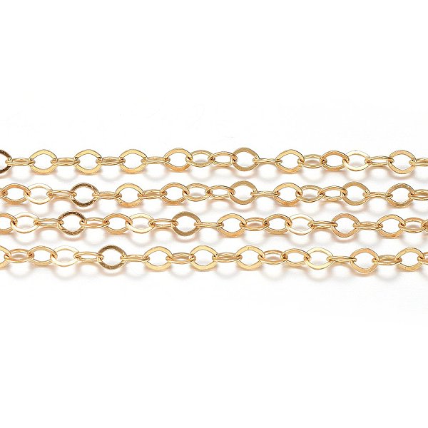 

PandaHall Ion Plating(IP) 304 Stainless Steel Cable Chains, Soldered, with Spool, Flat Oval, Golden, 3.7x3x0.5mm, about 32.8 Feet(10m)/roll...