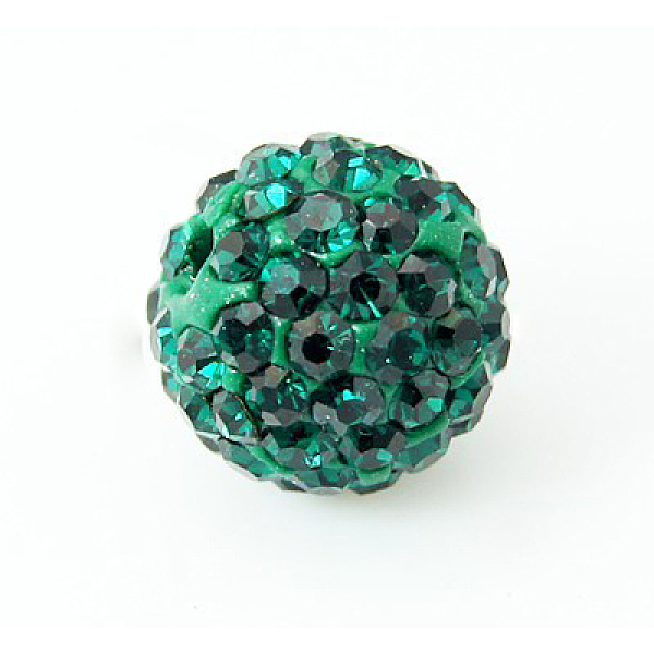 

PandaHall Polymer Clay Rhinestone Beads, Pave Disco Ball Beads, Grade A, Half Drilled, Round, Emerald, PP9(1.5.~1.6mm), 6mm, Hole: 1.2mm..., Green