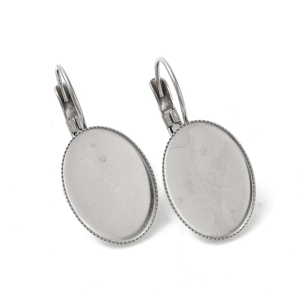 

PandaHall 304 Stainless Steel Hoop Earrings Findings, Oval, Stainless Steel Color, 30x14mm, Pin: 0.5mm 304 Stainless Steel