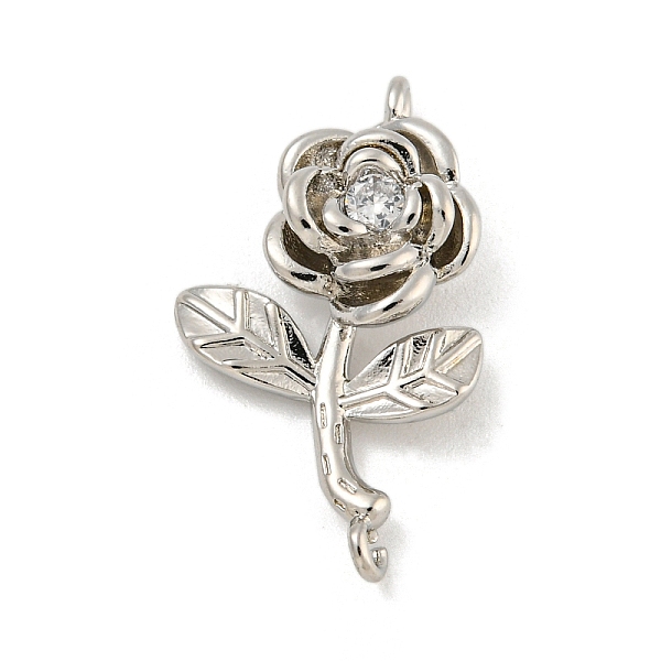 

PandaHall Long-Lasting Brass Micro Pave Clear Cubic Zirconia Connector Charms, Rose Link, Platinum, 23.5x13x4mm, Hole: 1.5mm Brass+Cubic...