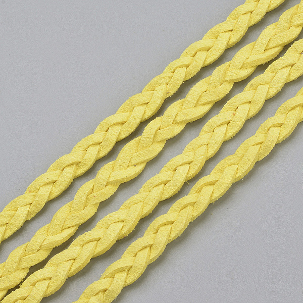 

PandaHall Braided Faux Suede Cord, Faux Suede Lace, Yellow, 7x3mm, about 45yards/bundle Faux Suede Yellow