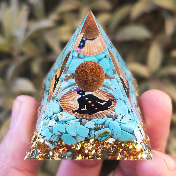 

PandaHall Orgonite Pyramid Resin Energy Generators, Reiki Synthetic Turquoise Chips Inside for Home Office Desk Decoration, Colorful, 50mm...