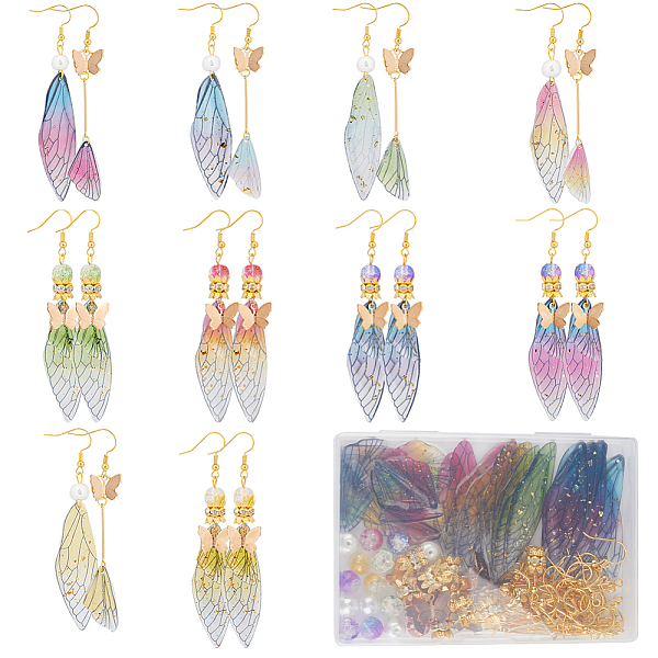 

PandaHall SUNNYCLUE DIY Wing Earring Making Kit, Including Resin Pendants, Glass Pearl Beads, Brass Pendants & Earring Hooks, Iron Bar Links..., Multicolor