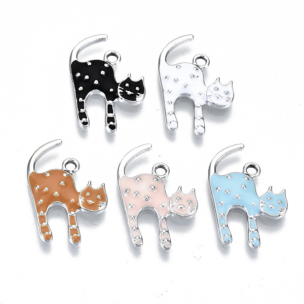 

PandaHall Eco-Friendly Zinc Alloy Pendants, with Enamel, Cadmium Free & Nickel Free & Lead Free, Cat Shape, Platinum, Mixed Color..., Multicolor