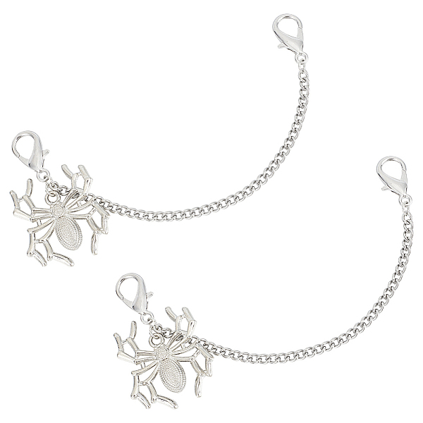 

PandaHall ANATTASOUL 2Pcs Alloy Spider Charm Shoe Chains, for Shoe Decoration, Platinum, 175mm Alloy Spider