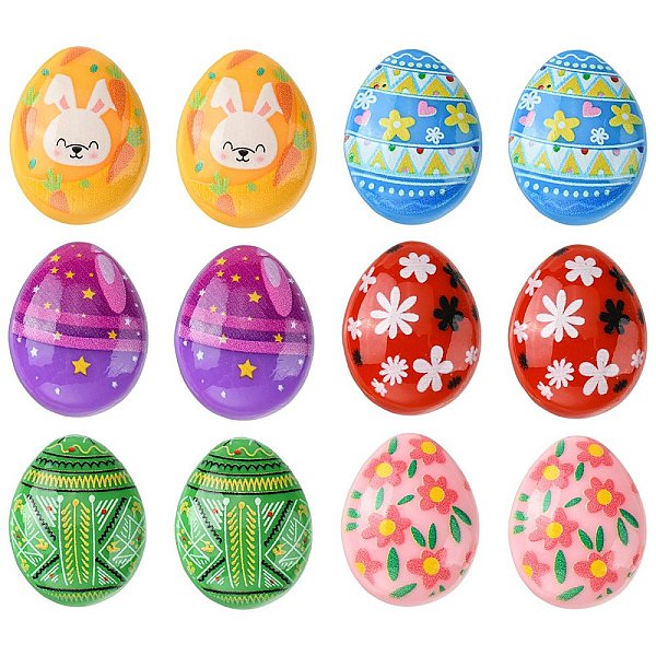 12 Stück 6 Farben Ostern Cartoon Undurchsichtige Harz-Cabochons