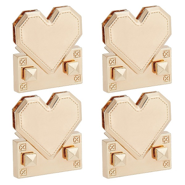 

PandaHall WADORN&reg 4 Sets Zinc Alloy Bag Twist Lock Accessories, for DIY Bag Purse Hardware Accessories, Heart, Light Gold...