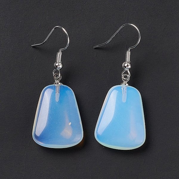 

PandaHall Opalite Trapezoid Dangle Earrings, Platinum Brass Jewelry for Women, 41mm, Pin: 0.7mm Opalite