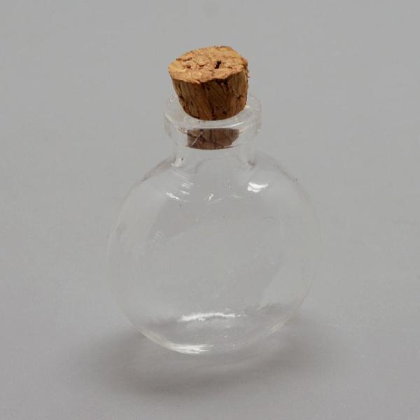 

PandaHall Glass Bottle Bead Containers, with Cork Stopper, Wishing Bottle, Flat Round, Clear, 32.5x27x17.5mm, Hole: 6.5mm, Bottleneck: 10mm...