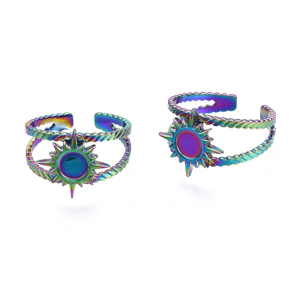 

PandaHall 201 Stainless Steel Star Cuff Ring, Rainbow Color Open Ring for Women, US Size 7 1/4(17.5mm) 201 Stainless Steel