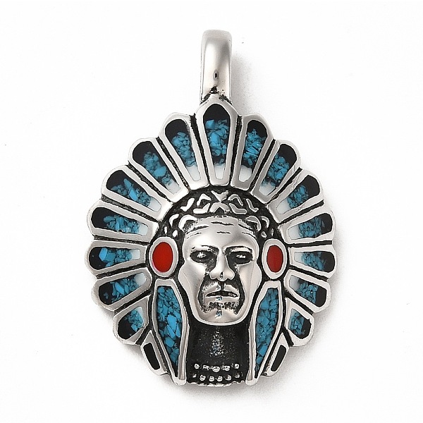 

PandaHall 304 Stainless Steel Pendants, with Synthetic Turquoise, Indian Charm, Antique Silver, 31x21x9mm, Hole: 6x3.5mm 304 Stainless Steel..., Red