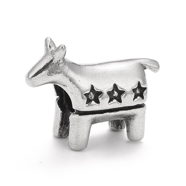 

PandaHall 304 Stainless Steel European Beads, Large Hole Beads, Dog with Star, Antique Silver, 15x8x20.5mm, Hole: 4.7mm 304 Stainless Steel...