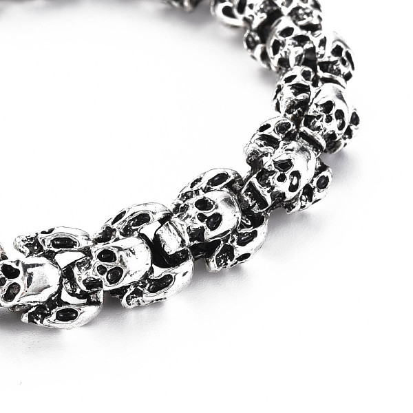 

PandaHall Alloy Skull Link Chain Bracelet, Halloween Jewelry for Men Women, Antique Silver, Inner Diameter: 2 inch(5cm) Alloy