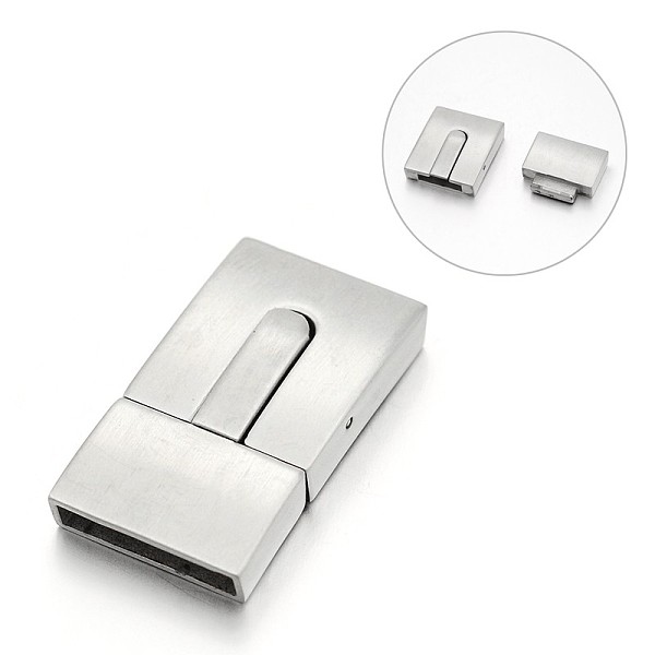 

PandaHall Smooth Surface 304 Stainless Steel Rectangle Bayonet Clasps, Stainless Steel Color, 30x17x6mm, Hole: 15x3mm 304 Stainless Steel