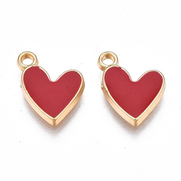 

PandaHall Brass Enamel Charms, Nickel Free, Real 18K Gold Plated, Heart, Dark Red, 13x9.5x2mm, Hole: 1.4mm Brass+Enamel Heart
