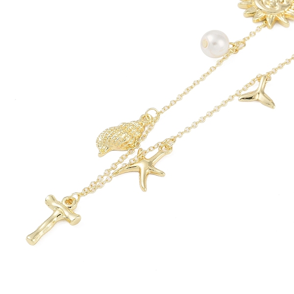 

PandaHall Bohemian Summer Beach Style 18K Gold Plated Shell Shape Initial Pendant Necklaces Brass
