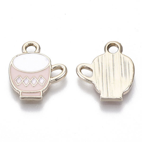 

PandaHall Alloy Charms, with Enamel, Light Gold, Table Cup, Pink, 15x13x2mm, Hole: 2mm Alloy+Enamel Tableware Pink