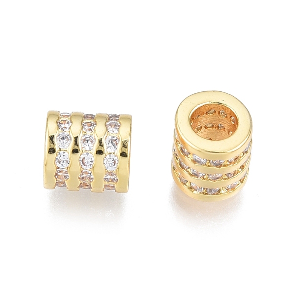 

PandaHall Brass Pave Cubic Zirconia Beads, Nickel Free, Real 18K Gold Plated, Column, Clear, 6.5x6mm, Hole: 3mm Brass+Cubic Zirconia Column...