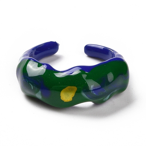 

PandaHall Brass Enamel Open Cuff Ring for Women, Dark Green, US Size 6 1/2(16.9mm) Brass