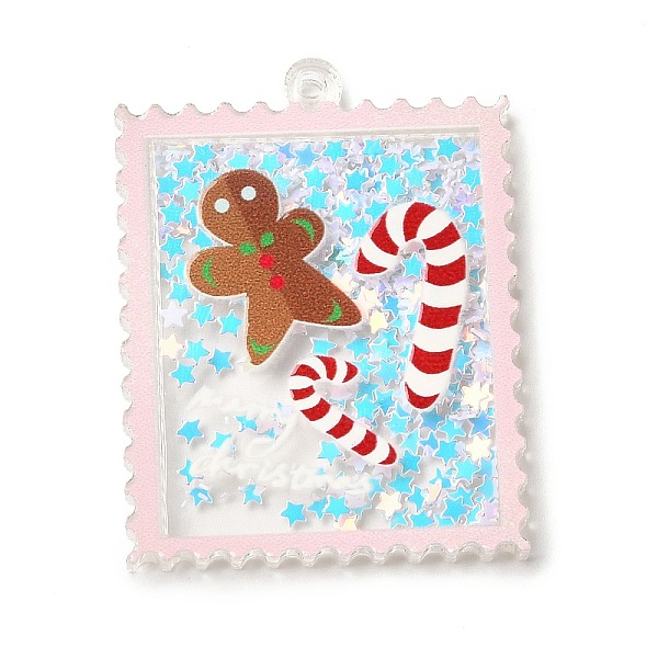 

PandaHall Christmas Acrylic Pendants, with Paper, Stamp, Gingerbread Man, 49x38x4mm, Hole: 2.4mm Acrylic Gingerbread Man