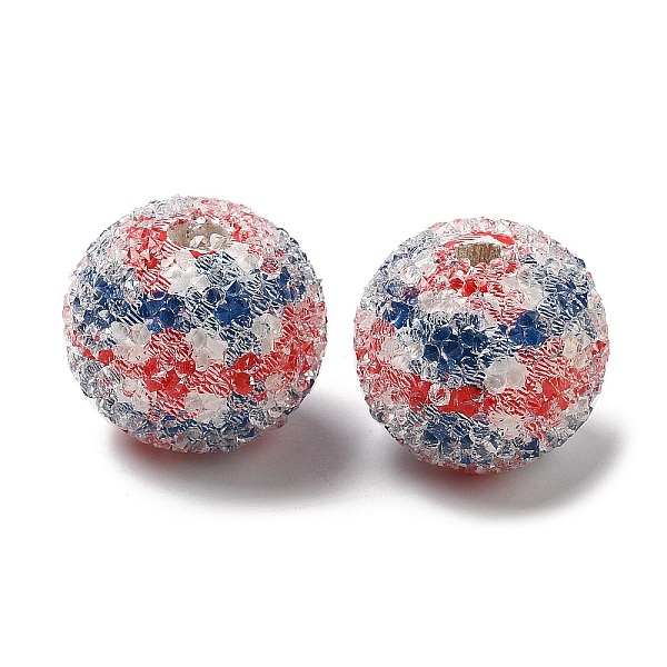 

PandaHall Spray Painted Wood European Beads with Rhinestone, Large Hole Beads, Round, Colorful, 18x16.5mm, Hole: 4.1mm Wood Round