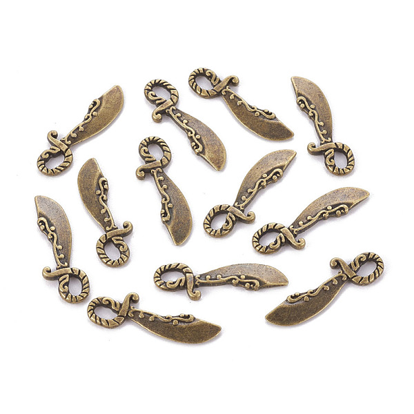 

PandaHall Alloy Pendants, Cadmium Free & Lead Free, Sword, Antique Bronze, 25x6x2mm, Hole: 2mm Alloy Tool
