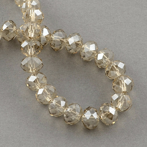 

PandaHall Electroplate Glass Bead Strands, Faceted Rondelle, Tan, 10x7.5mm, Hole: 2mm, about 72pcs/strand Glass Rondelle Orange