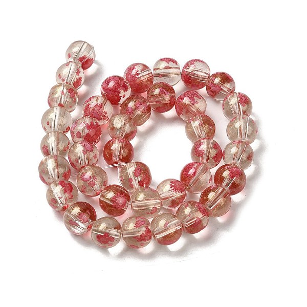 

PandaHall Baking Painted Glass Bead Strands, with Glitter Powder, Round, Indian Red, 10x9mm, Hole: 1.6mm, about 38pcs/strand, 13.39''(34cm)...