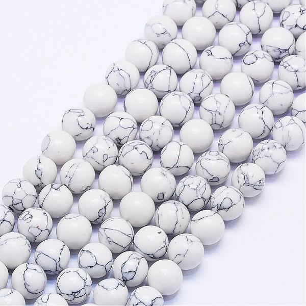 

PandaHall Synthetic Howlite Bead Strands, Dyed, Round, 8mm, Hole: 1mm, about 48pcs/strand, 15.74 inch Howlite Round White