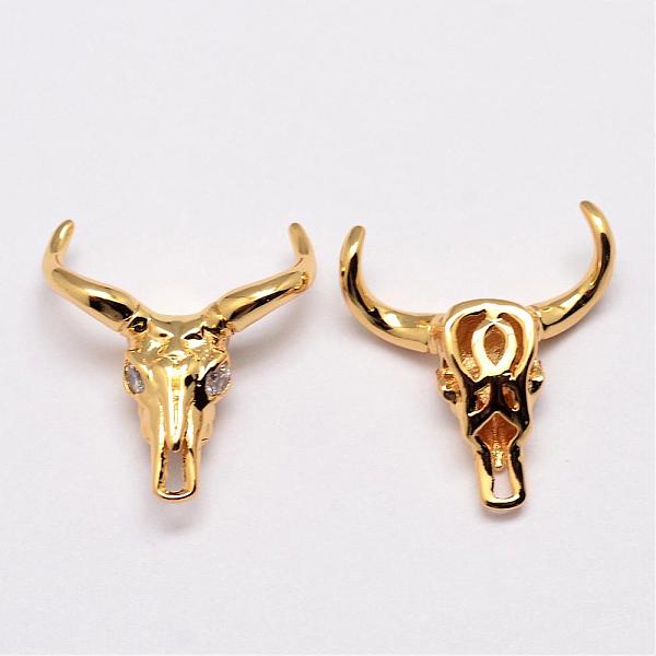 

PandaHall Brass Beads, Micro Pave Grade AAA Cubic Zirconia, Ox Head Skull, Cadmium Free & Nickel Free & Lead Free, Mixed Color, 20x18.5x6mm...