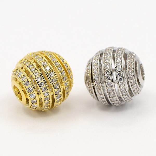 

PandaHall Hollow Round Brass Micro Pave Cubic Zirconia Beads, Mixed Color, 13mm, Hole: 3.5mm Brass+Cubic Zirconia Round