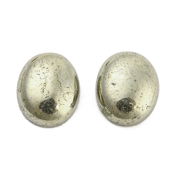 

PandaHall Natural Pyrite Cabochons, Oval, 12x10x4.5mm Pyrite Oval