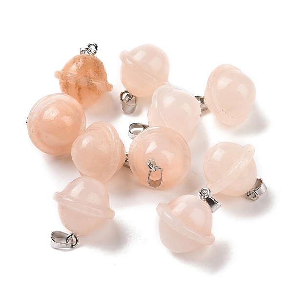 

PandaHall Natural Pink Aventurine Pendants, Planet Charms, with Platinum Plated Alloy Snap on Bails, 19.5~21.5x18~18.5mm, Hole: 5.5x3.3mm...