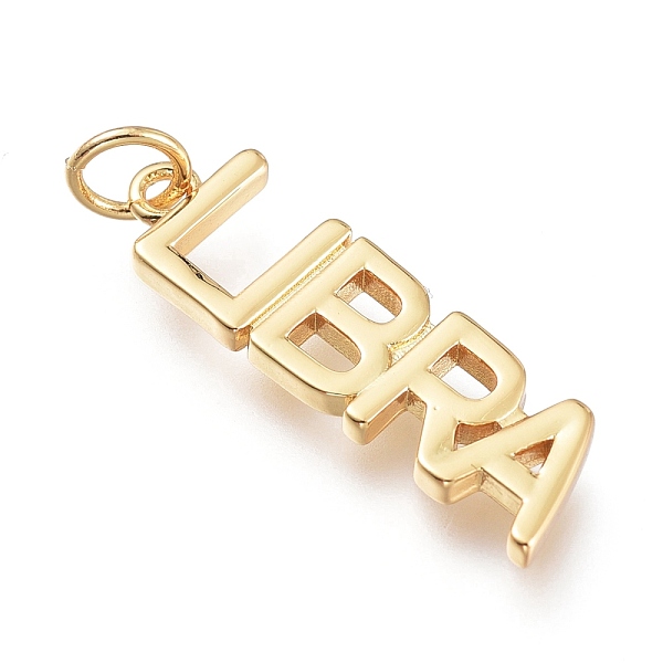 

PandaHall Brass Pendants, with Jump Rings, Long-Lasting Plated, Constellation/Zodiac Sign, Word, Libra, 23.5x7.5x2mm, Hole: 3.5mm Brass...