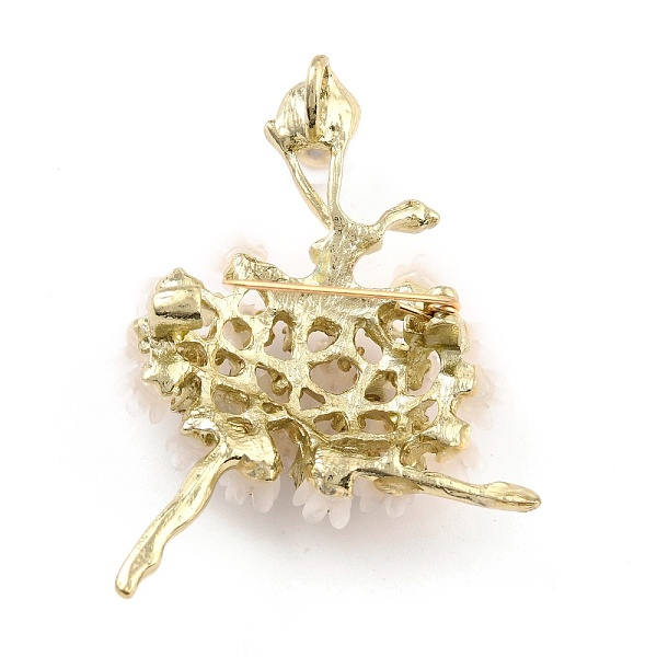 Ballerina Alloy Brooch With Resin Pearl